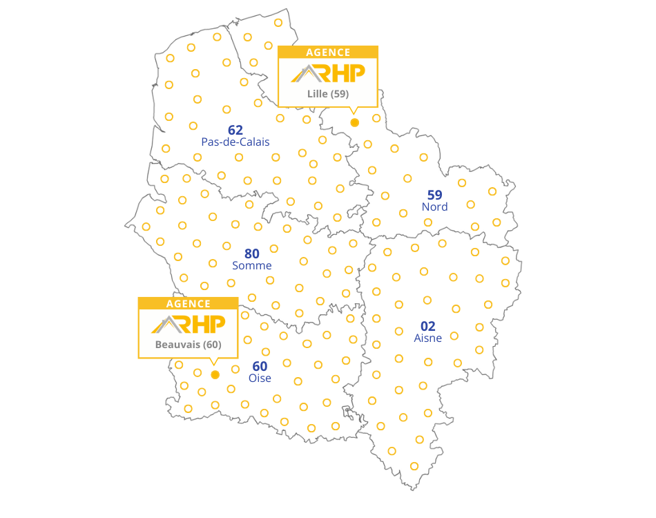 carte île de France avec les agences de RHP Combles